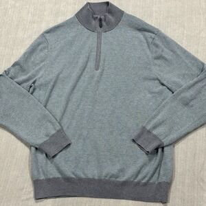 Vineyard Vines Cashmere Cotton Blend 1/4 Zip Sweater Mens Large Blue‎ Striped